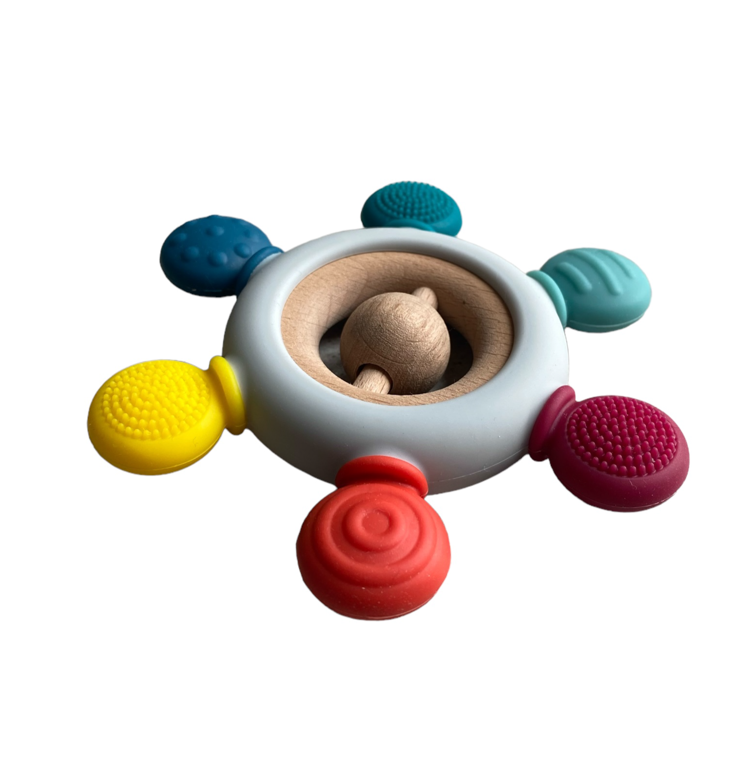 Hochet Étoile Bois et Silicone - Anneau Dentition Bébé 3 Mois