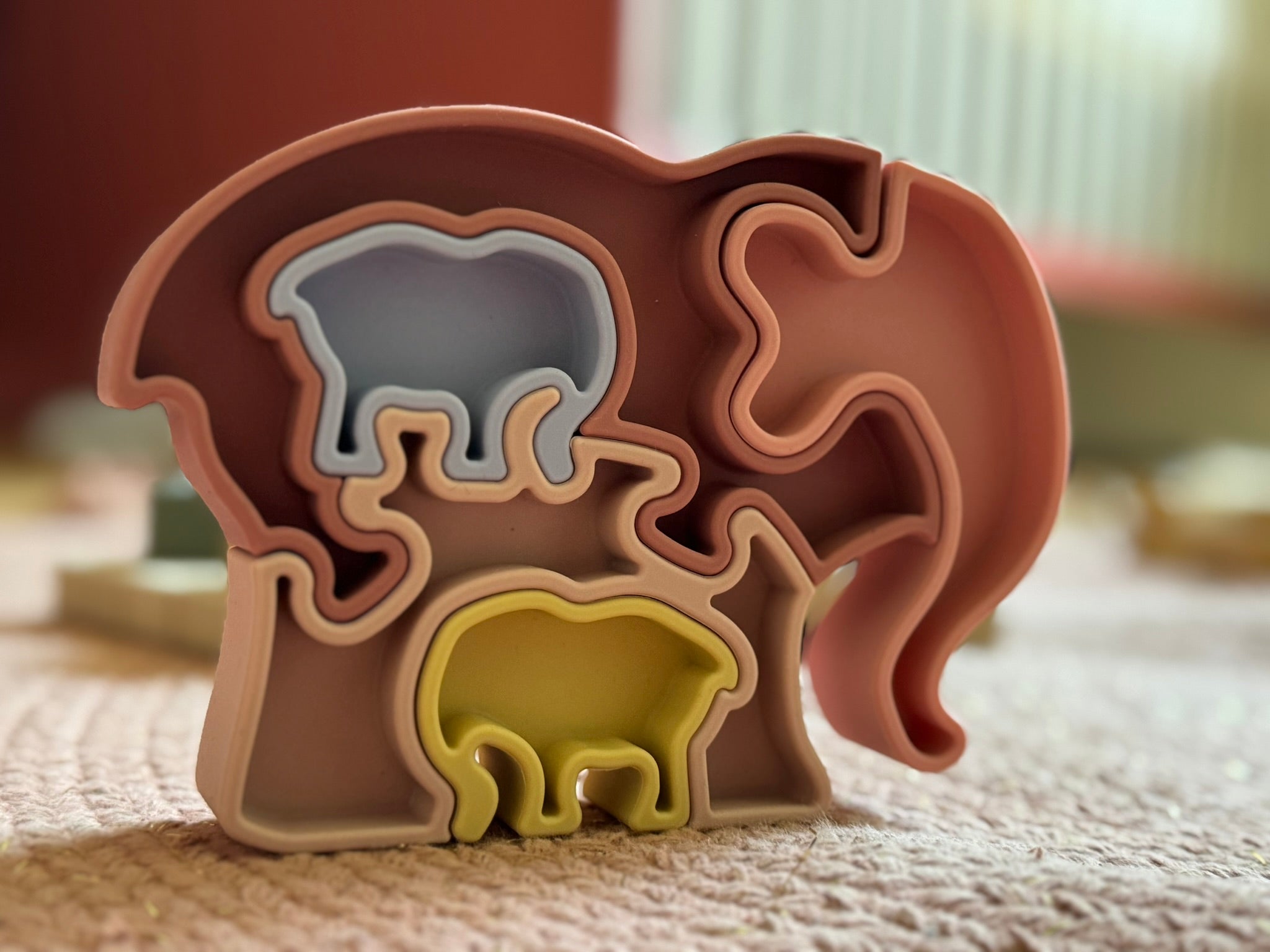 Multi-Elephant Silicone Bébé 16 Mois - Jouet Formes et Couleurs