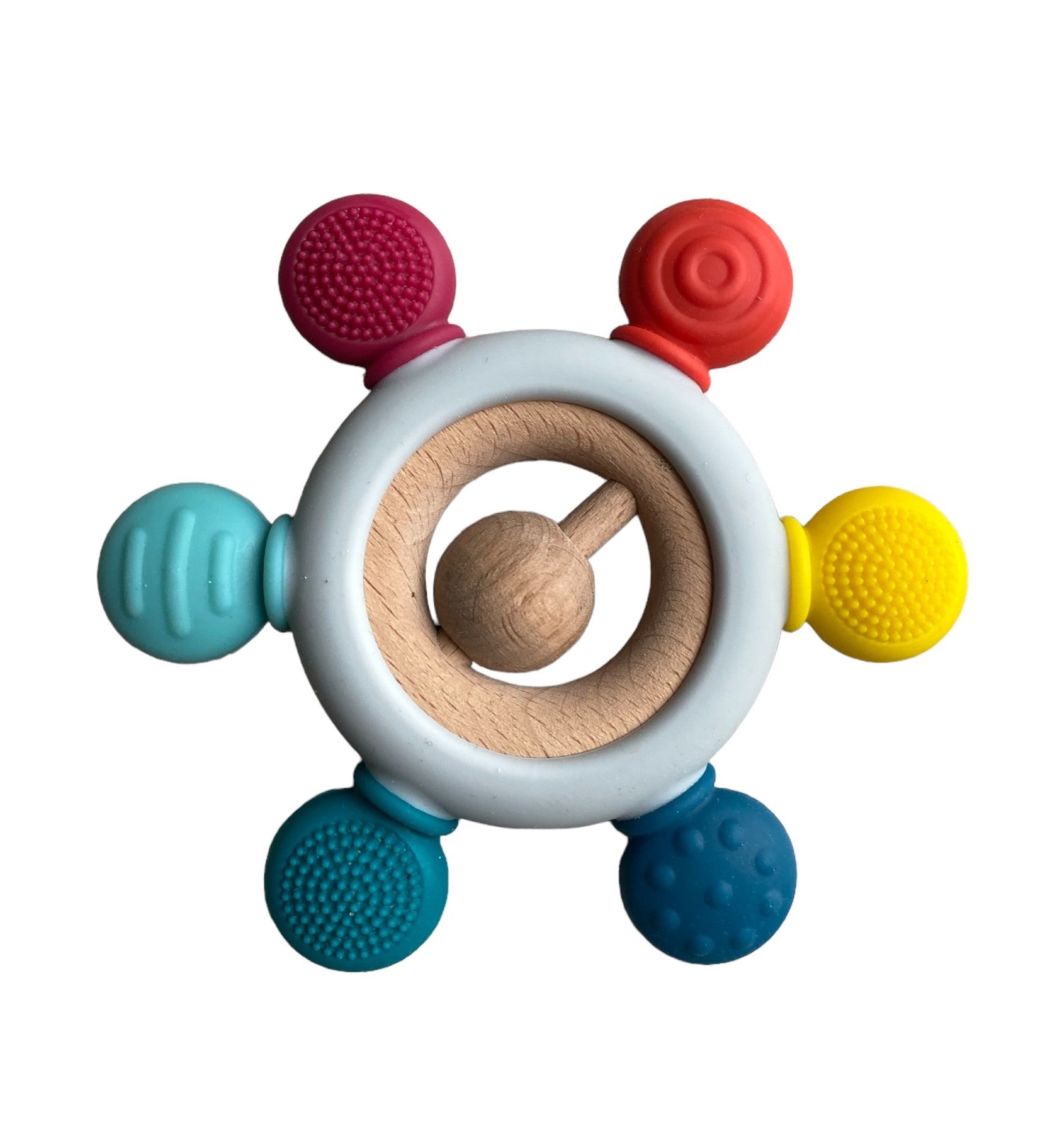 Hochet Étoile Bois et Silicone - Anneau Dentition Bébé 3 Mois